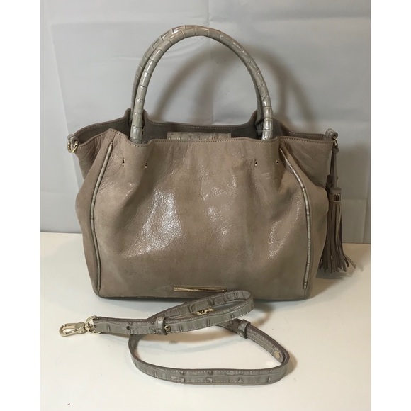 Brahmin Soft Leather Croc Trim Tassel Satchel - Picture 7 of 13